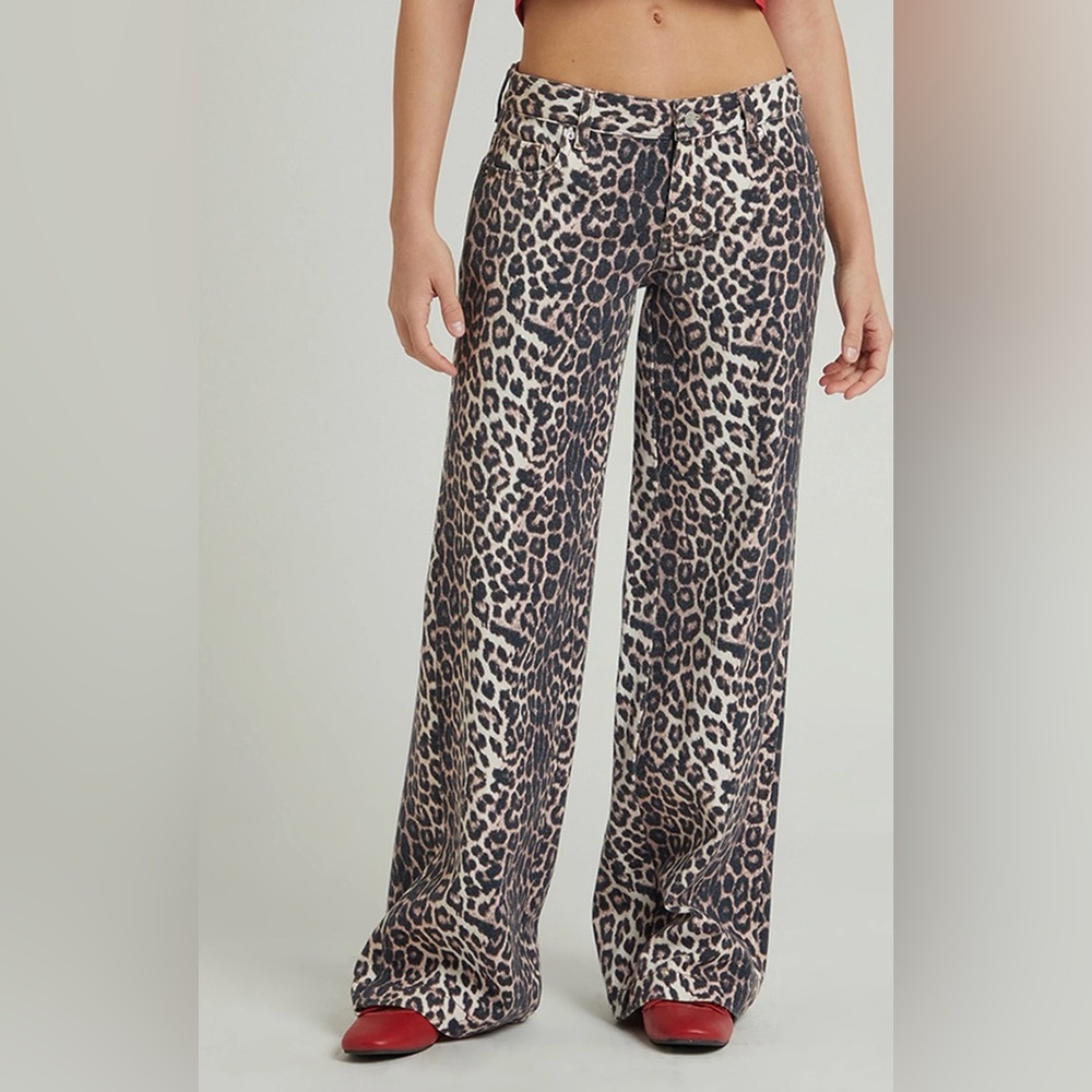 PacSun Casey Low Rise Leopard Print Wide-Leg Pants